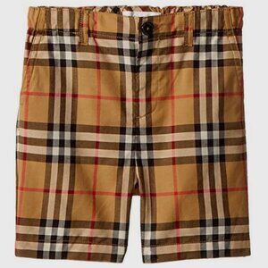 Burberry Boy Sean Plaid Check Print Cotton Shorts Antique Yellow Sz 6 Months NWT